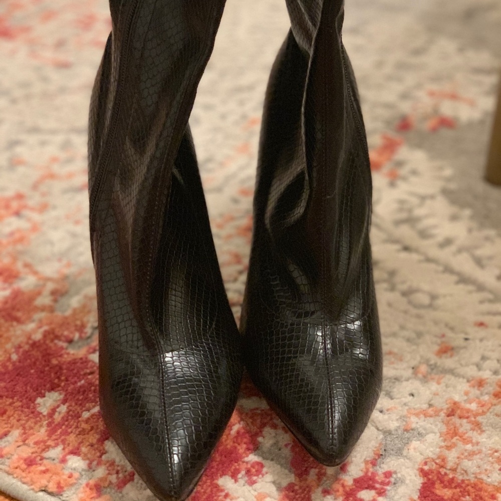Black Snake Skin High Point Ankle Boot